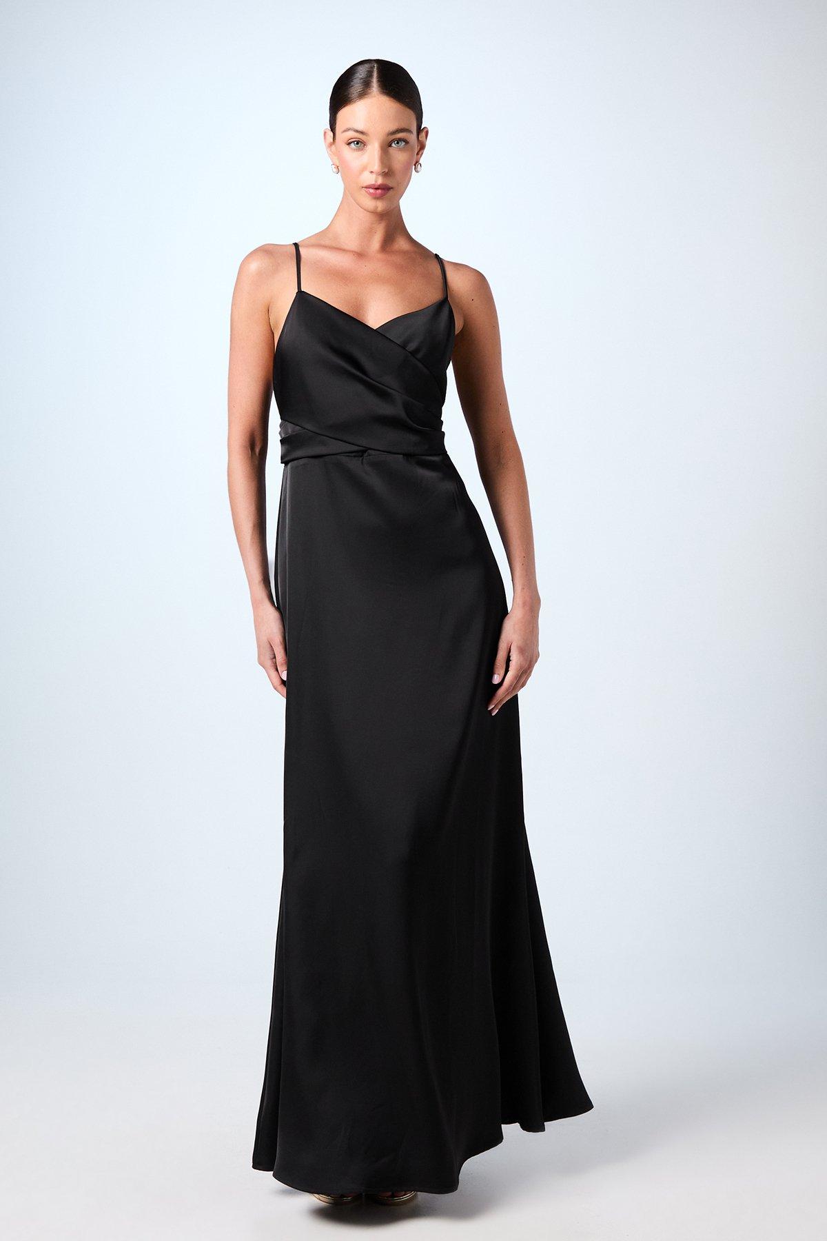 Wrap Waist Satin Cami Bridesmaids Dress