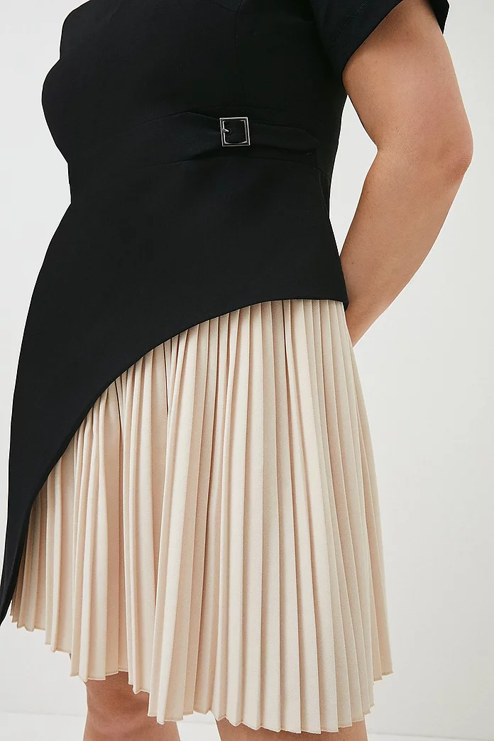 Plus Size Military Pleat Short Sleeve Mini Dress | Karen Millen Plus Size Military Pleat Short Sleeve Mini Dress | Karen Millen