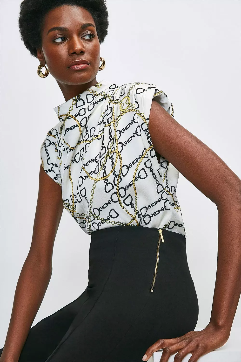 meer.／SHOULDER SHIRRING TOP /BORDER Grey Tie Shoulder Shirred Top | Seora – motelrocks-com-us