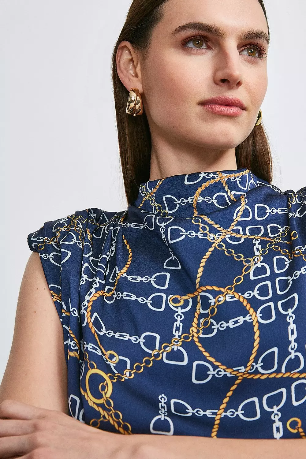Navy chain print dress sale