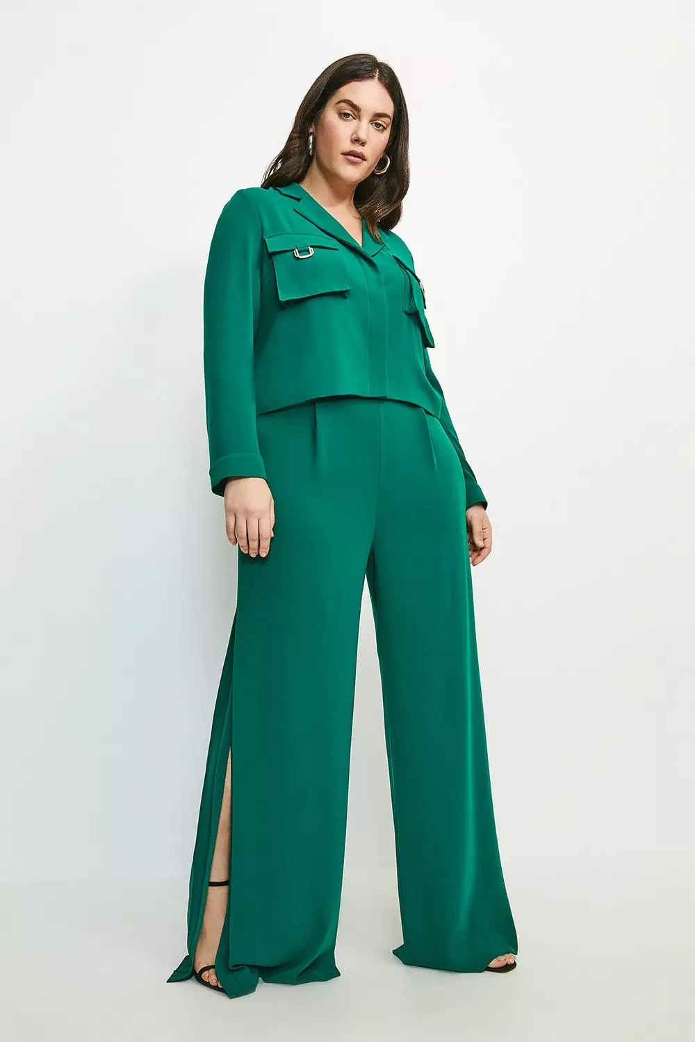【2plan】Bring side pintuck baggy pants Jacopone stretch linen blend trousers for women 104929a0im