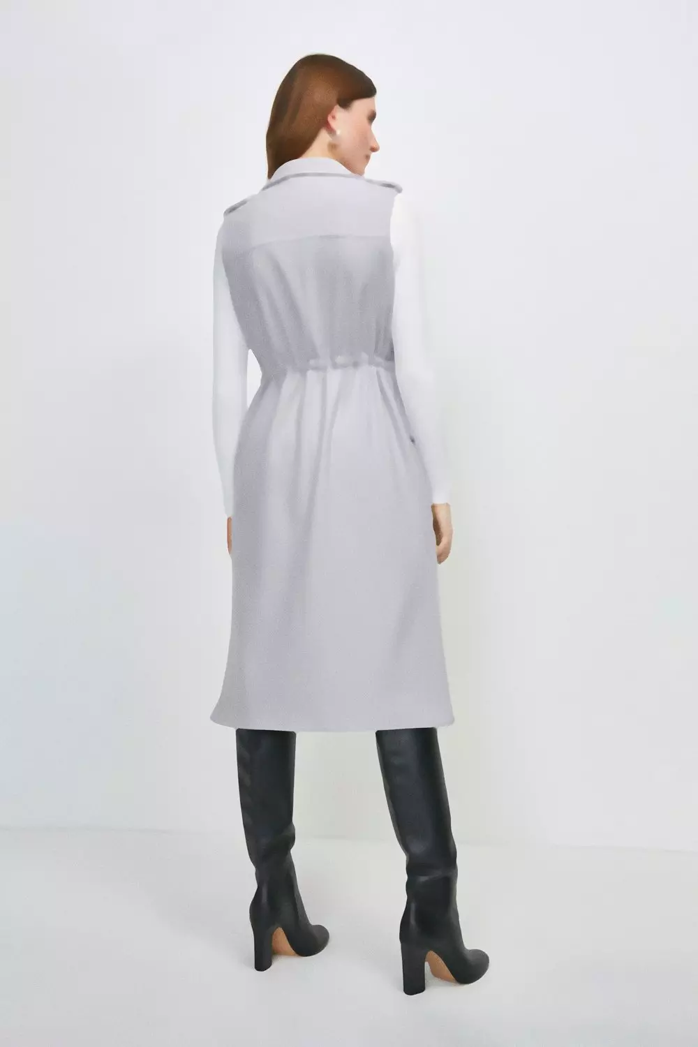 KAREN MILLEN イタリアンウール ロングコート 無地 ホワイト Italian Wool Side Split Tailored Maxi Coat | Karen Millen