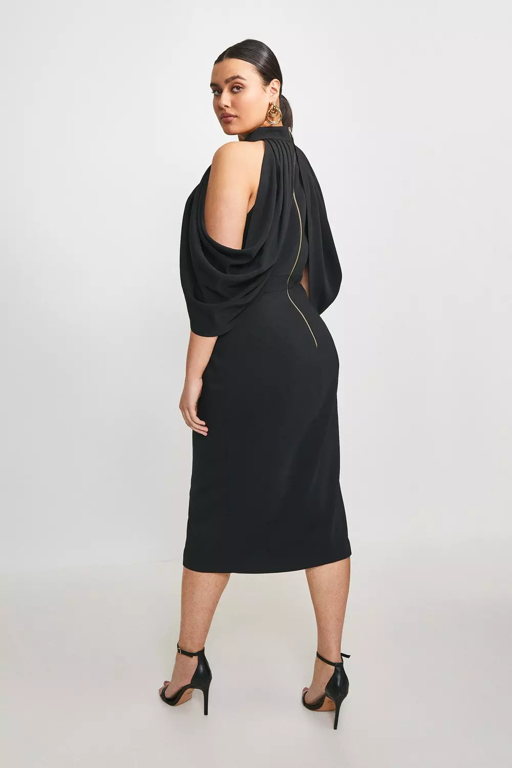 Plus size black cold shoulder dress best sale