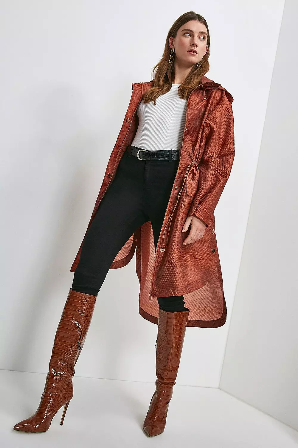 Luxe Organza Parka Longerline Coat Karen Millen