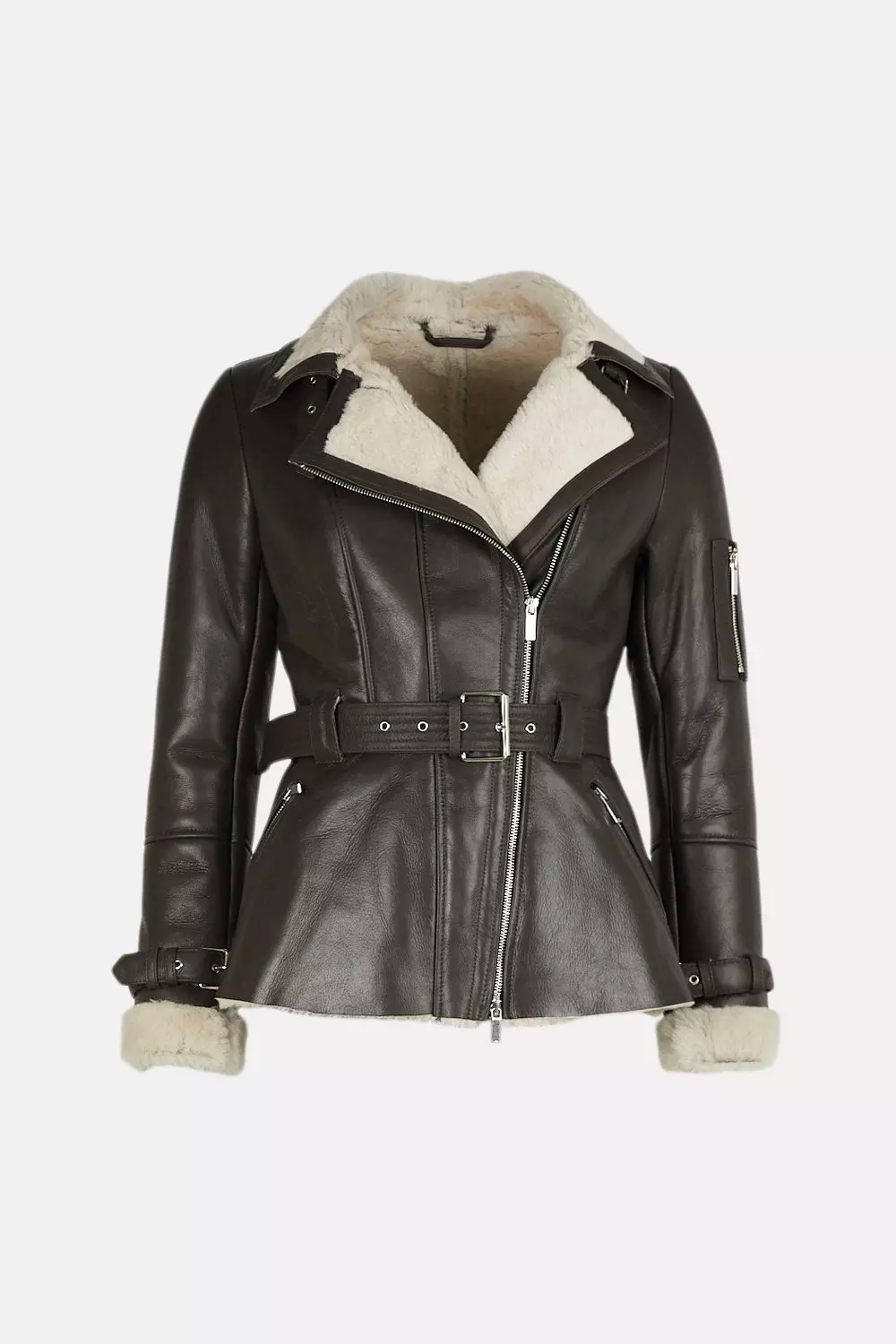 Karen millen shearling aviator jacket hotsell