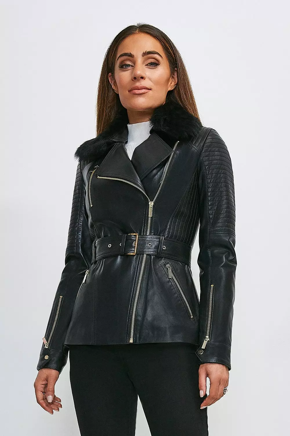 Leather jacket karen millen hotsell