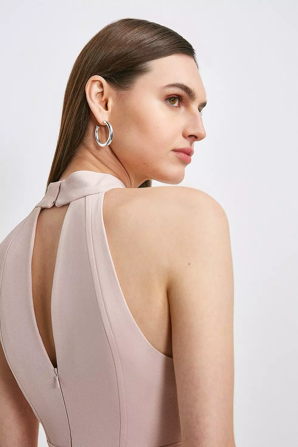 Italian Structured Rib Halter Neck Dress Karen Millen