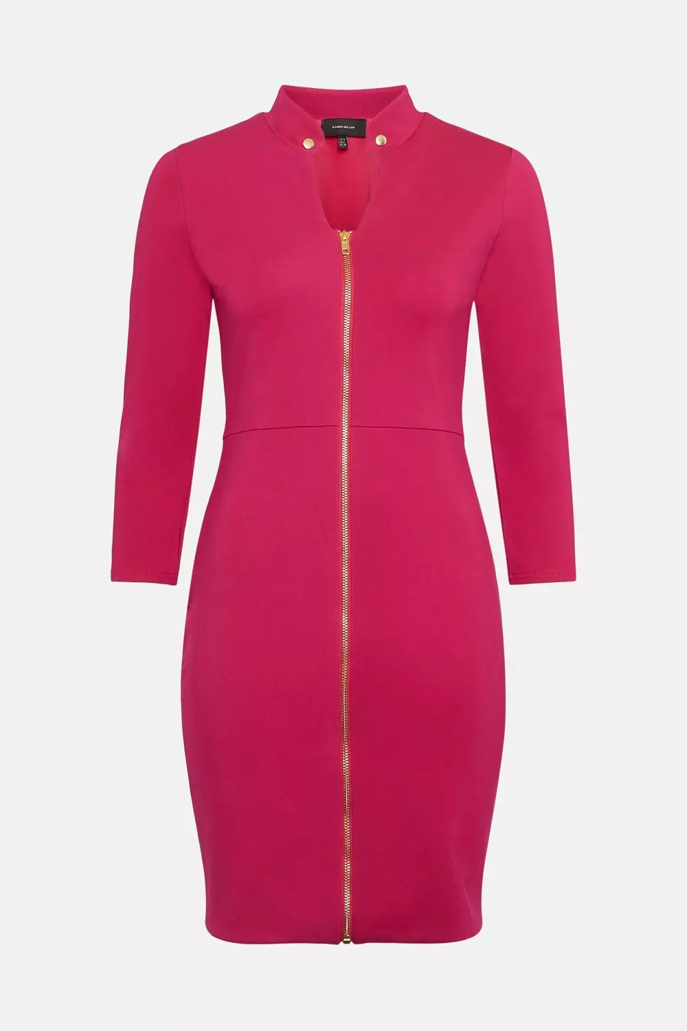 Bright pink Stud Collar Zip Front Ponte Dress alternative image