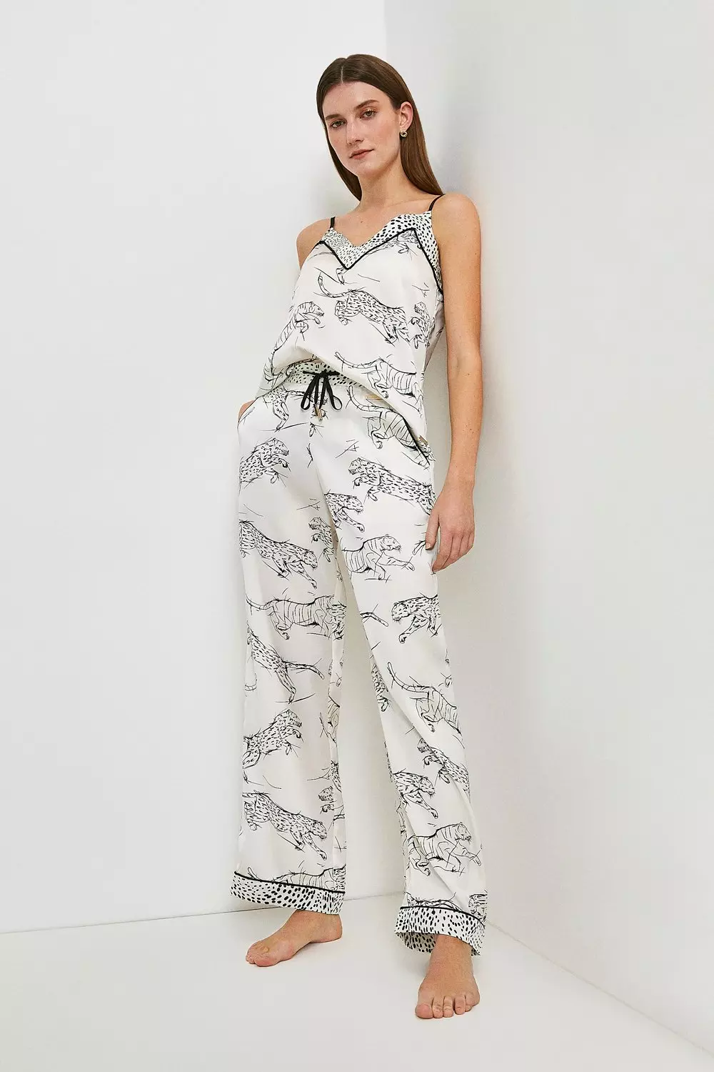 Tiger Print Satin Nightwear Trouser Karen Millen