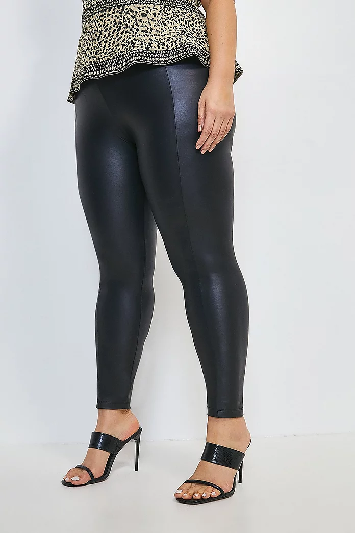 Plus Size Seam Detail Faux Leather Legging | Karen Millen Plus Size Seam Detail Faux Leather Legging | Karen Millen