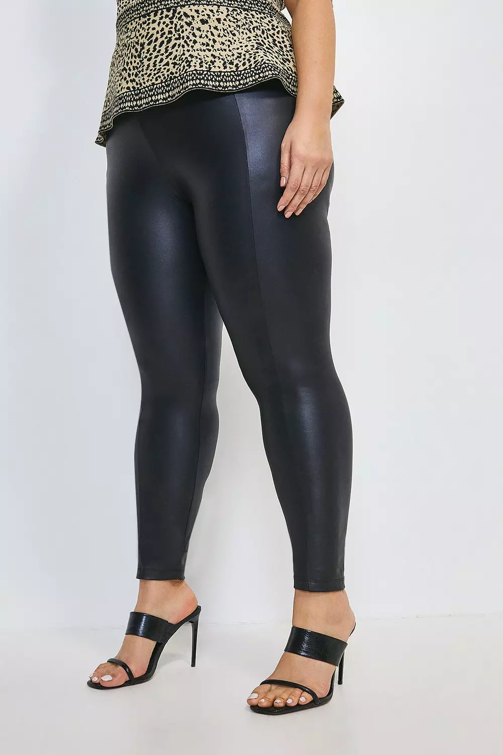 Black leather leggings plus size best sale