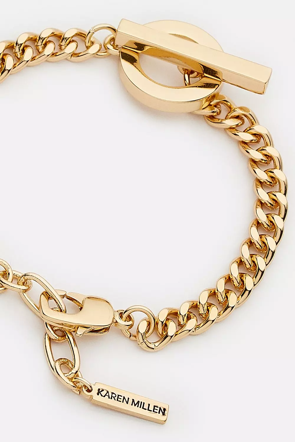 Gold Plated T Bar Bracelet | Karen Millen