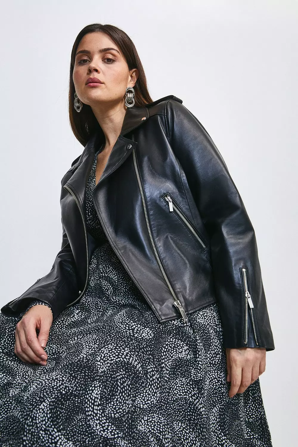 Karen millen fitted leather jacket sale