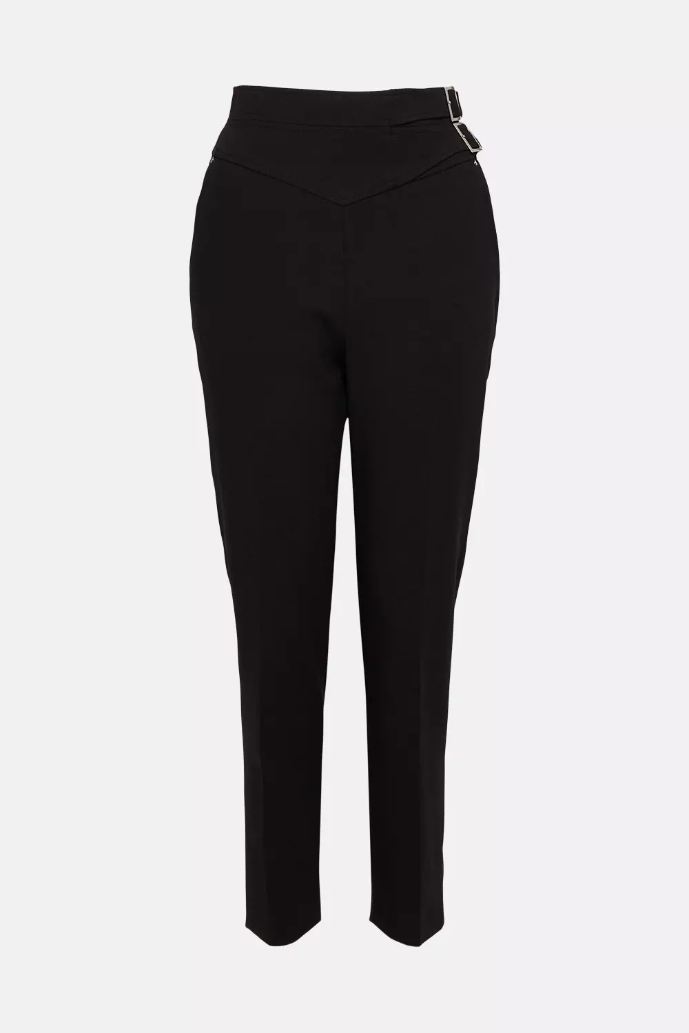 Compact Stretch High Waist Buckle Pants | Karen Millen