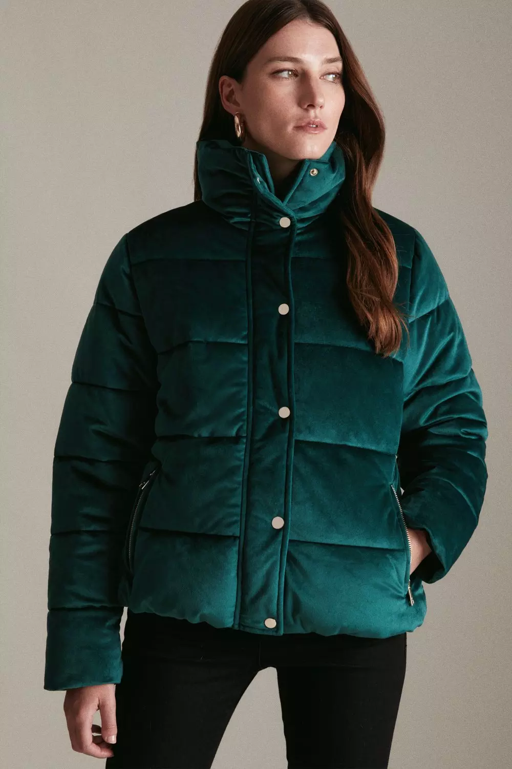 Karen millen velvet padded jacket 2025