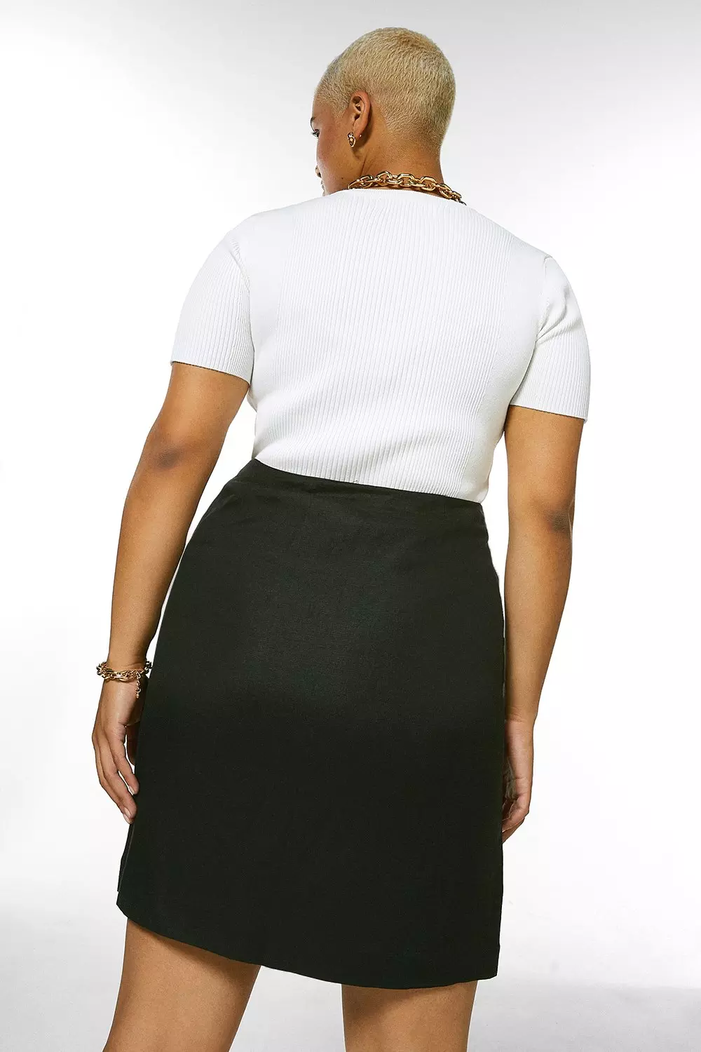 Plus Size Linen Viscose Woven Short Skirt Karen Millen