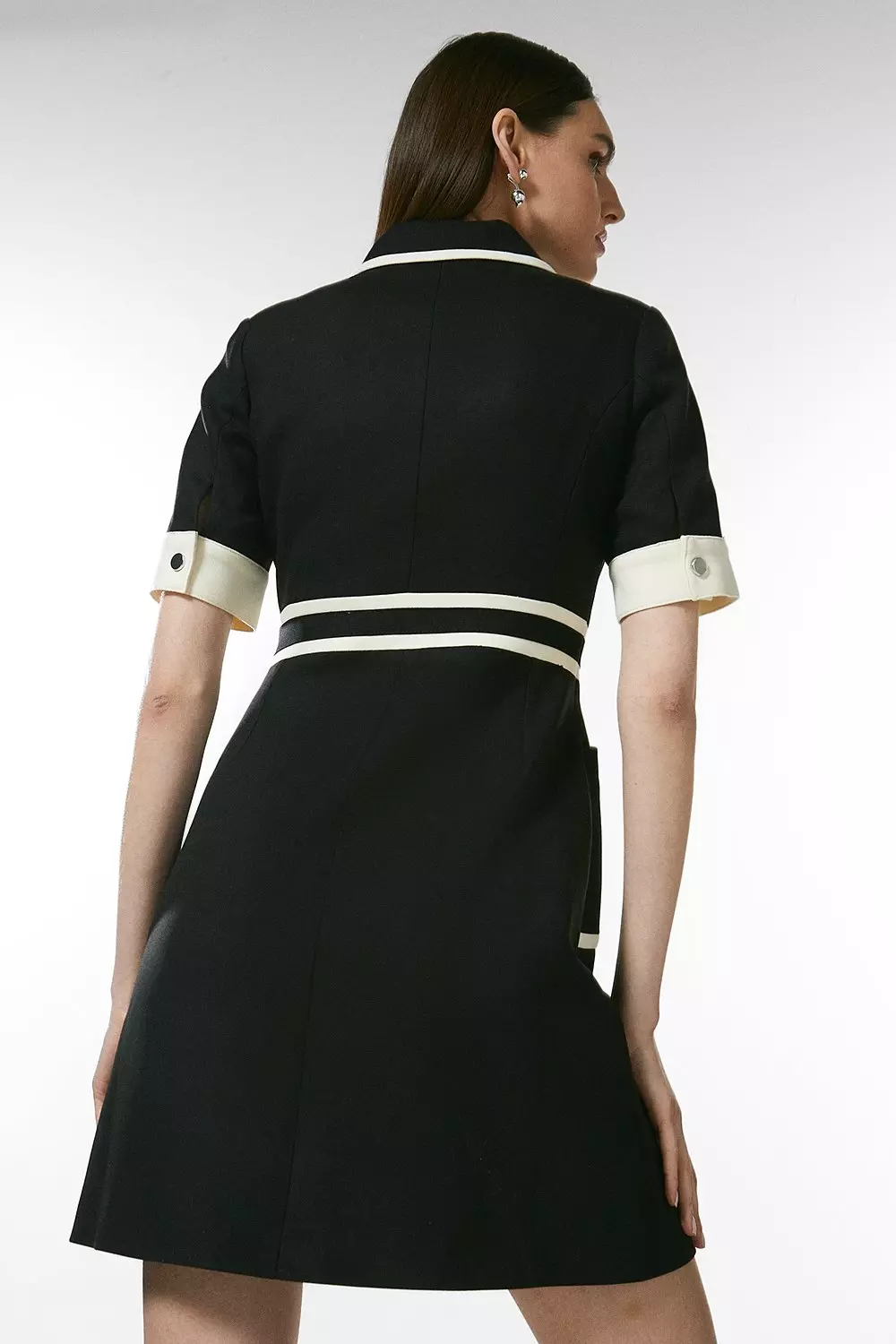 Contrast Panel Zip Front Mini Dress | Karen Millen