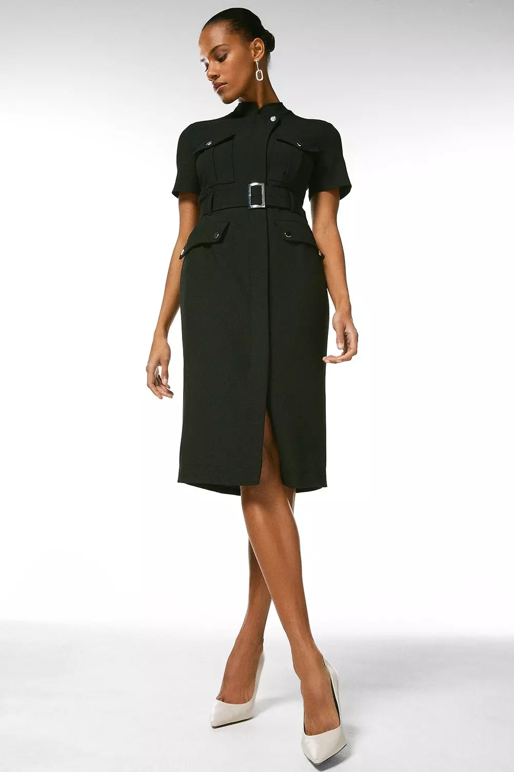 Compact Stretch Pocket Pencil Dress Karen Millen
