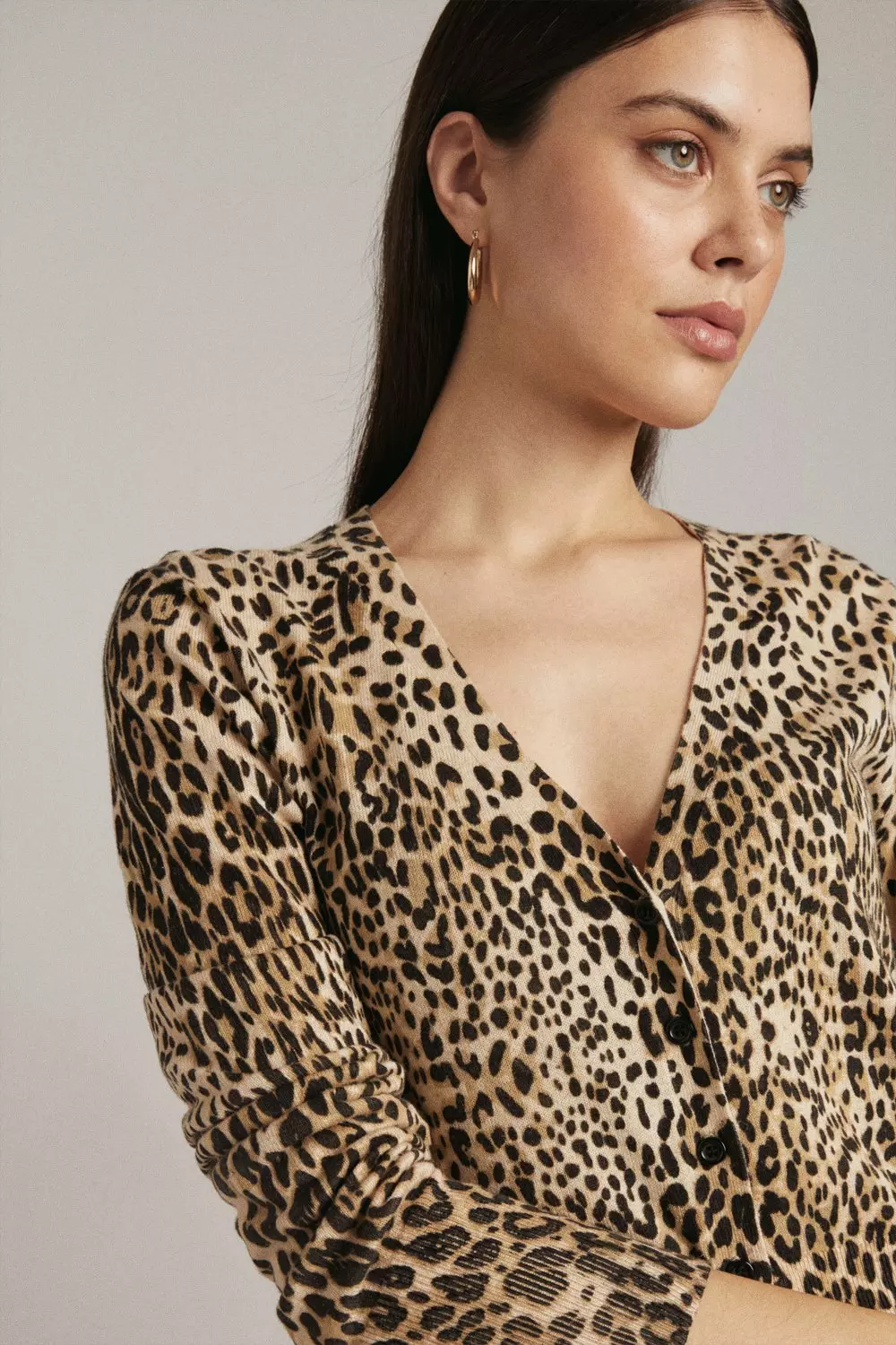 Animal Print V Neck Knitted Cardigan Karen Millen