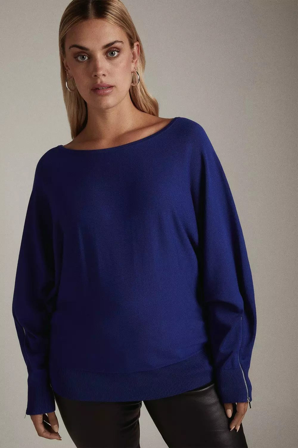 Curve Viscose Blend Knit Batwing Sleeve Jumper Karen Millen