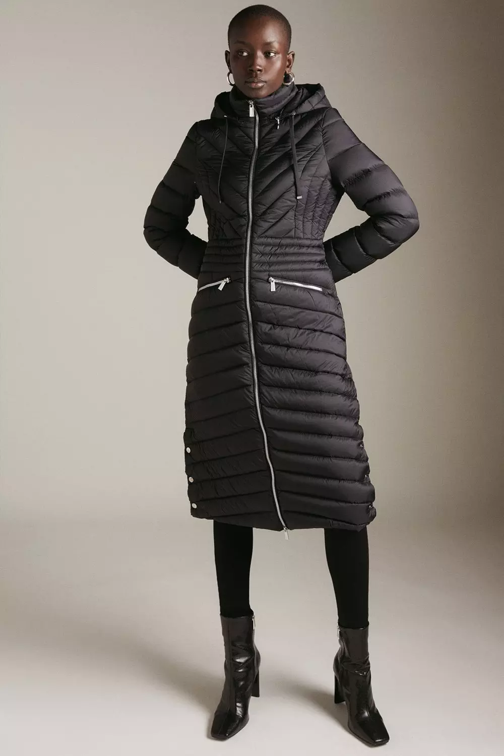 Packable hooded long jacket online