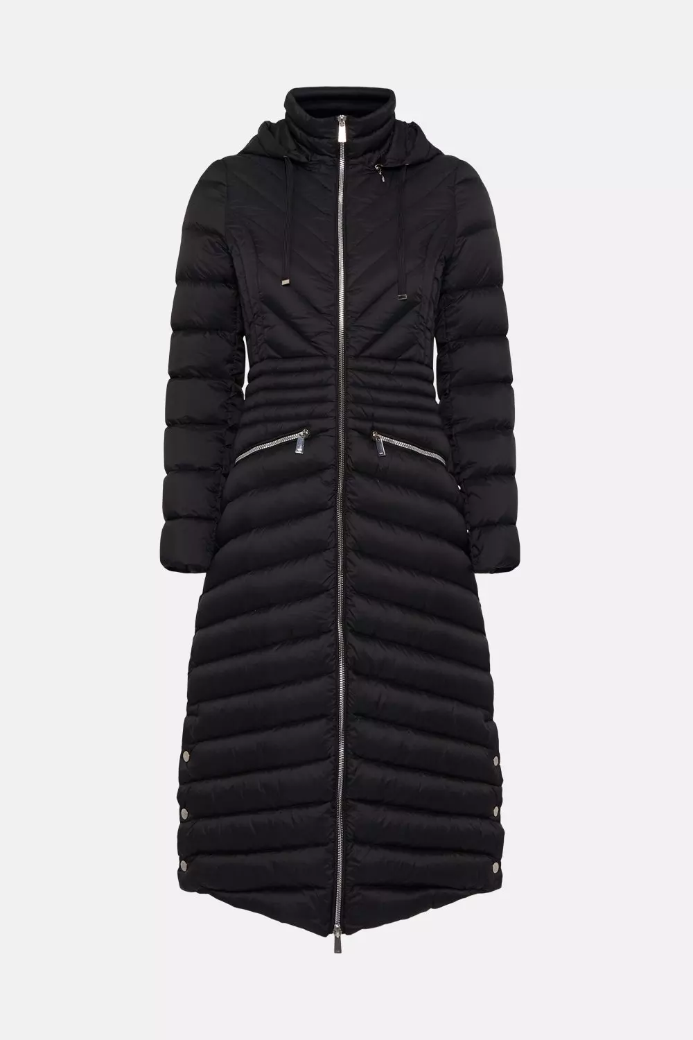 Black Down Filled Packable Long Hooded Coat alternative image