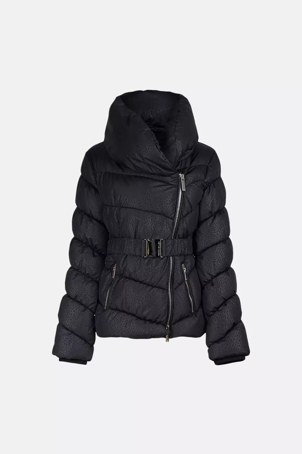 Animal Cosy Collar Short Belted Puffer Coat Karen Millen