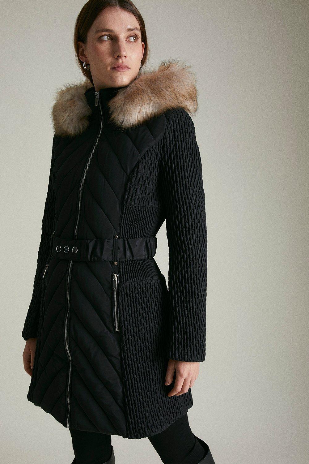 Karen millen fur collar coat hotsell