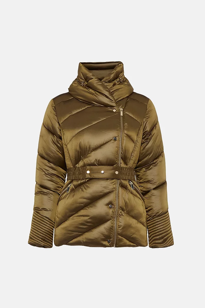 Metallic Belted Puffer Coat | Karen Millen Metallic Belted Puffer Coat | Karen Millen