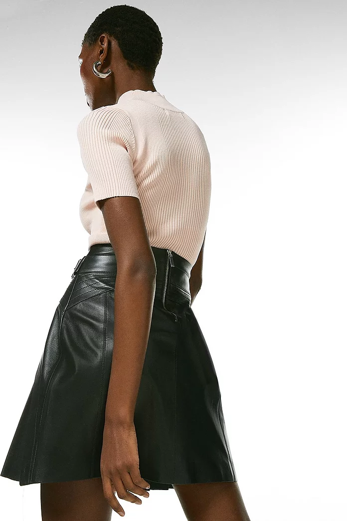 Leather Pleated Buckle Waist Skirt | Karen Millen Leather Pleated Buckle Waist Skirt | Karen Millen