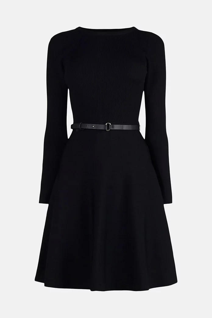 Crew Neck Knitted Skater Dress | Karen Millen Crew Neck Knitted Skater Dress | Karen Millen
