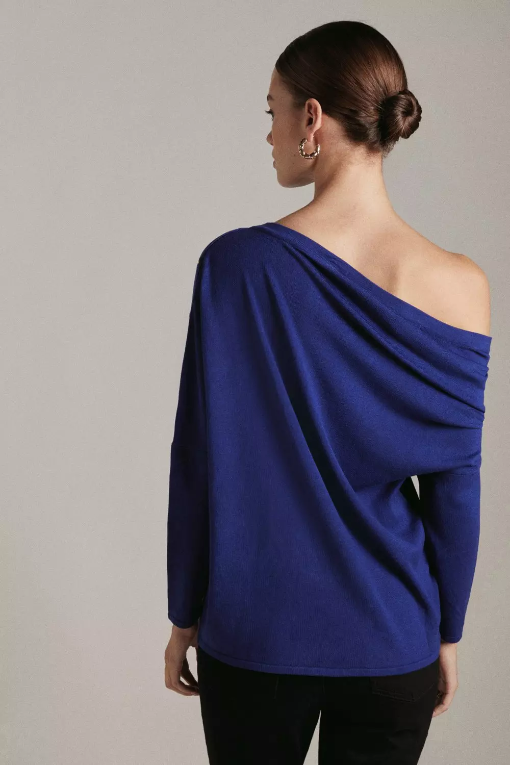 Petite Viscose Blend Knit Drape Shoulder Sweater | Karen Millen
