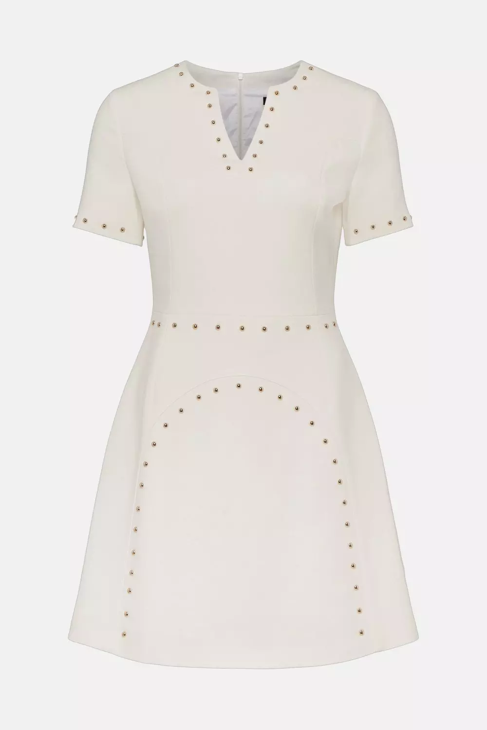 Compact Stretch Stud Detail A Line Mini Dress | Karen Millen