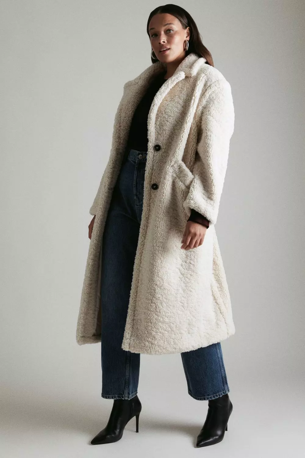Plus size borg coat best sale