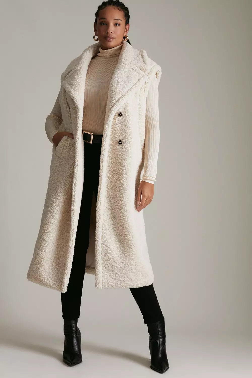 Plus size longline teddy coat on sale