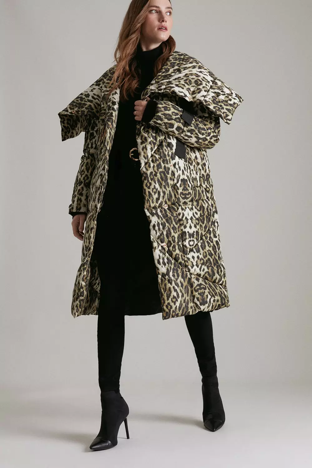 Animal Grosgrain Wrap Duvet Coat Karen Millen