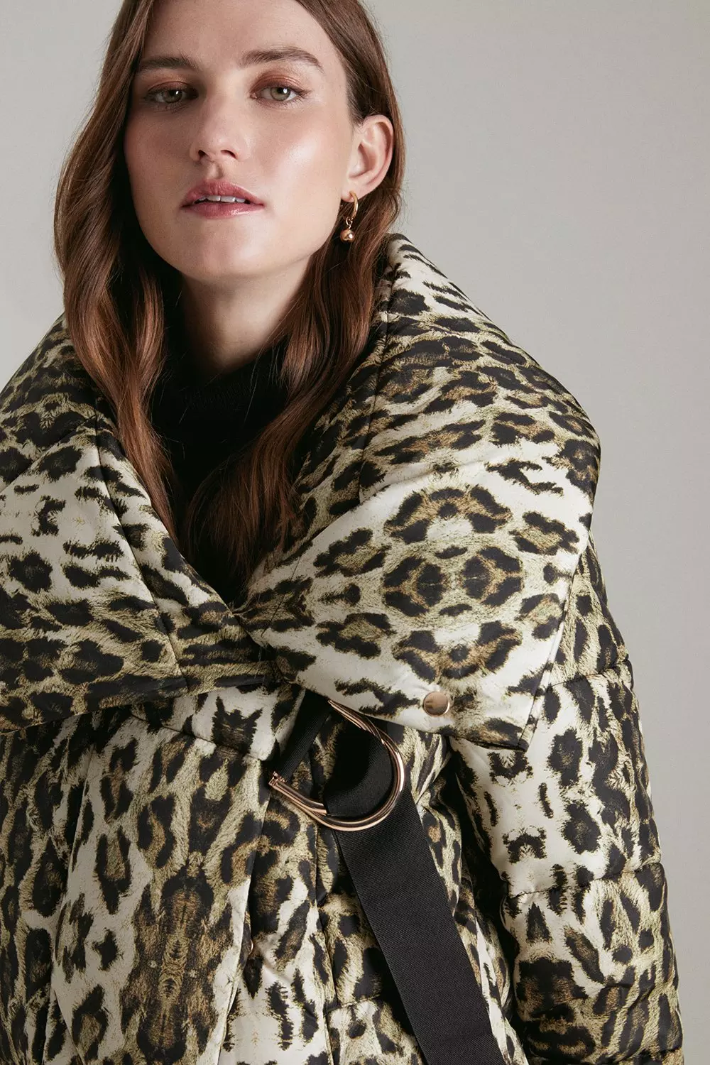 Animal Grosgrain Wrap Duvet Coat Karen Millen