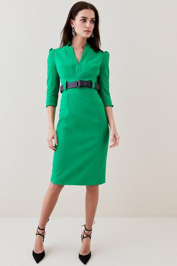 Petite Forever Belted Midi Pencil Dress green
