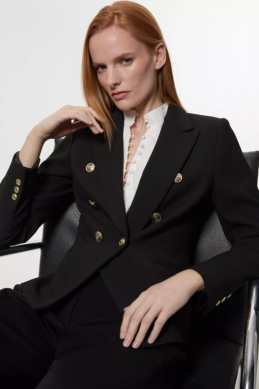 Petite Tailored Button Military Blazer Karen Millen