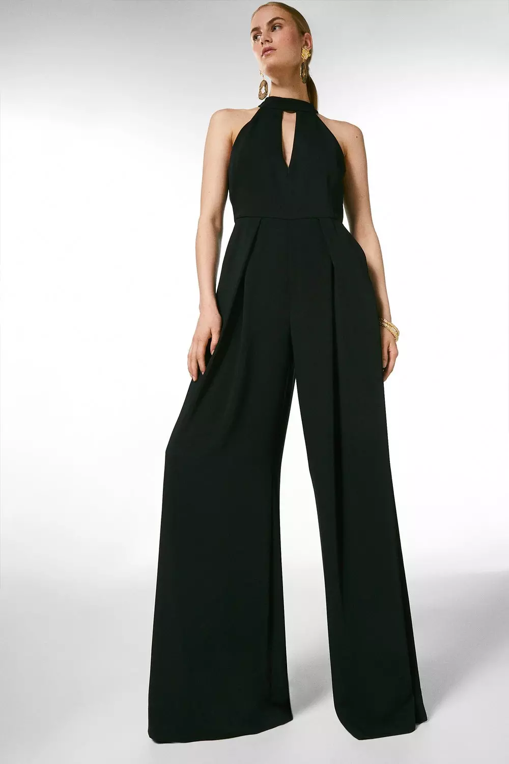 Black halter pantsuit online