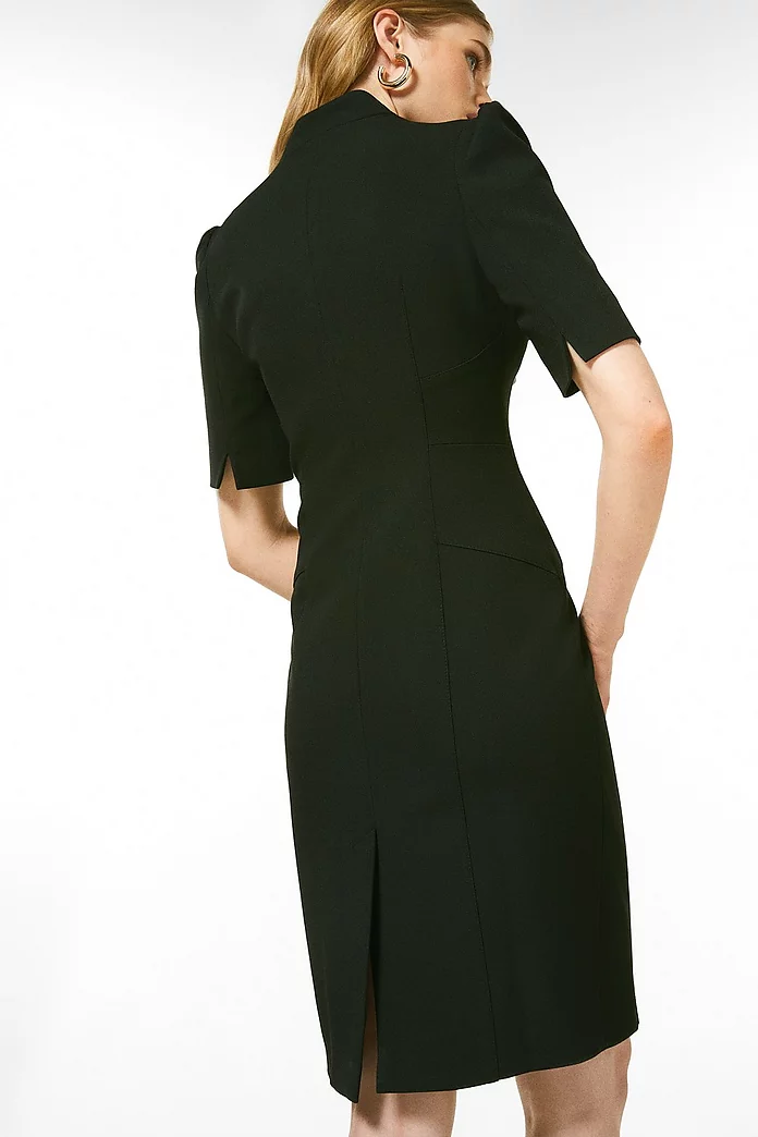 Structured Crepe Zip Detail Forever Midi Dress | Karen Millen Structured Crepe Zip Detail Forever Midi Dress | Karen Millen