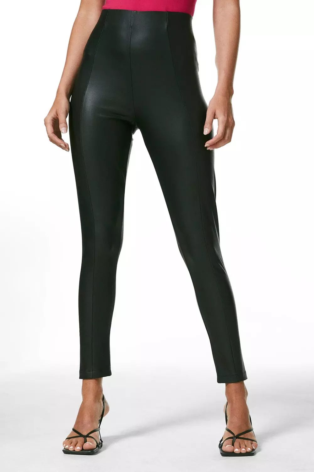 Petite Seam Detail Faux Leather Legging Karen Millen