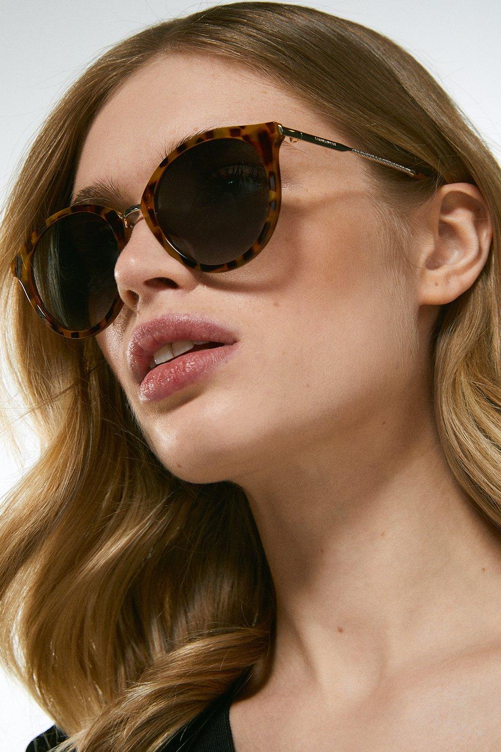 Metal Bridge Petite Round Sunglasses Karen Millen