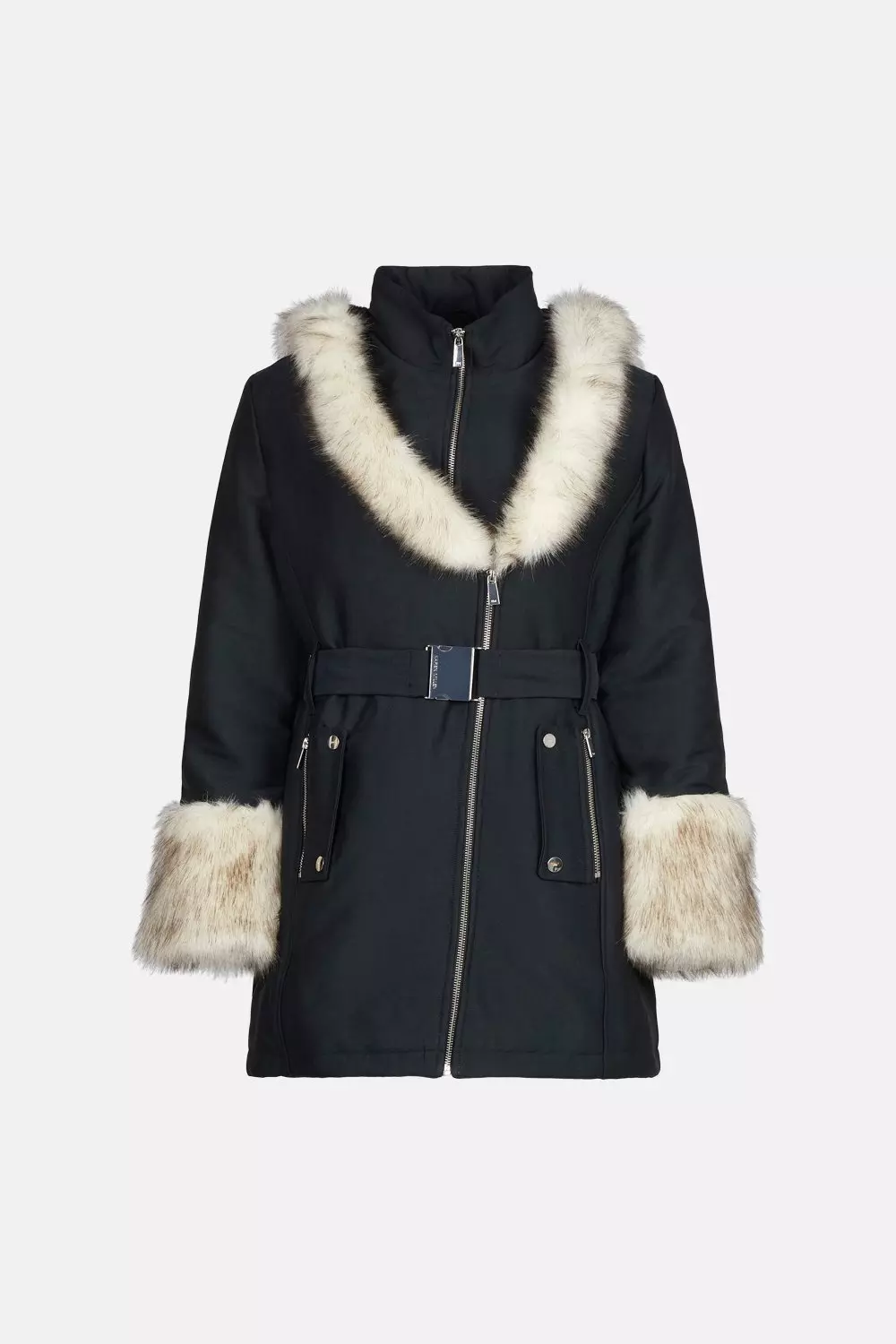 Karen millen fur collar coat hotsell