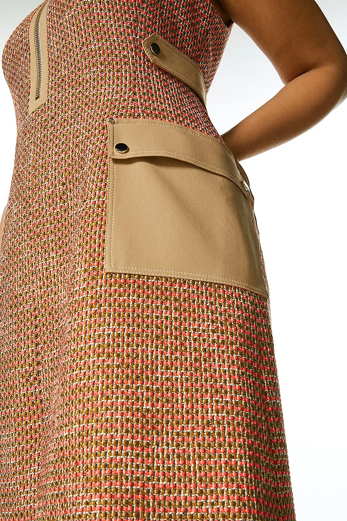 Plus Size Tweed And Contrast Pocket A Line Dress | Karen Millen Plus Size Tweed And Contrast Pocket A Line Dress | Karen Millen