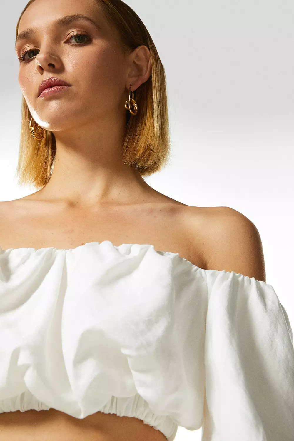 ★Karen Millen★ パームボーダープリントコットンボイルサロン Woven Eyelet Short Sleeve Blouse | Karen Millen