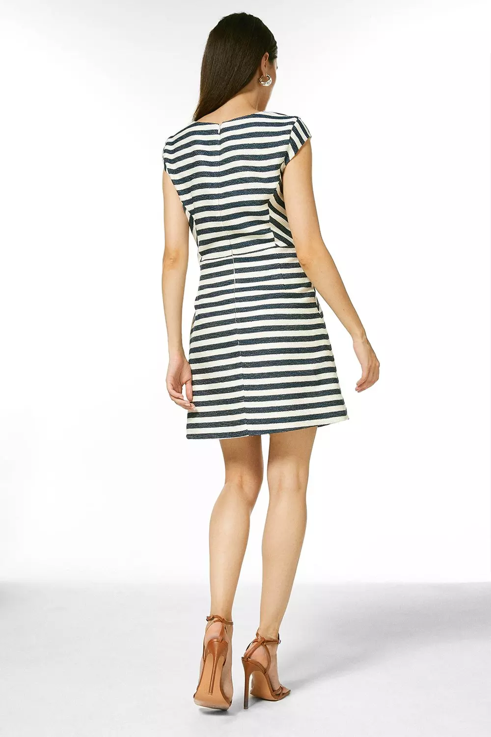 Stripe Zip Front A Line Mini Dress | Karen Millen