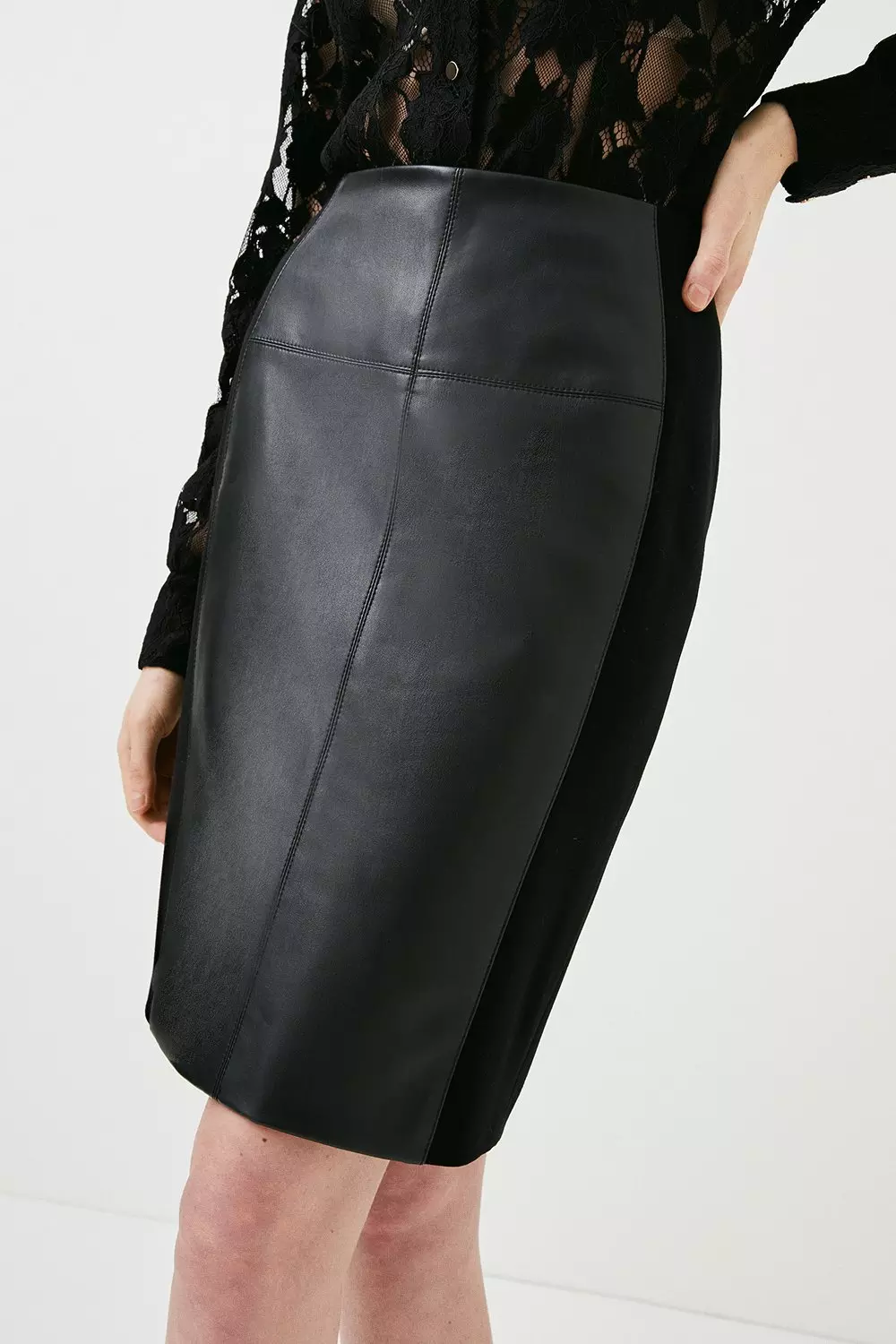 Karen millen faux leather pencil skirt black hotsell