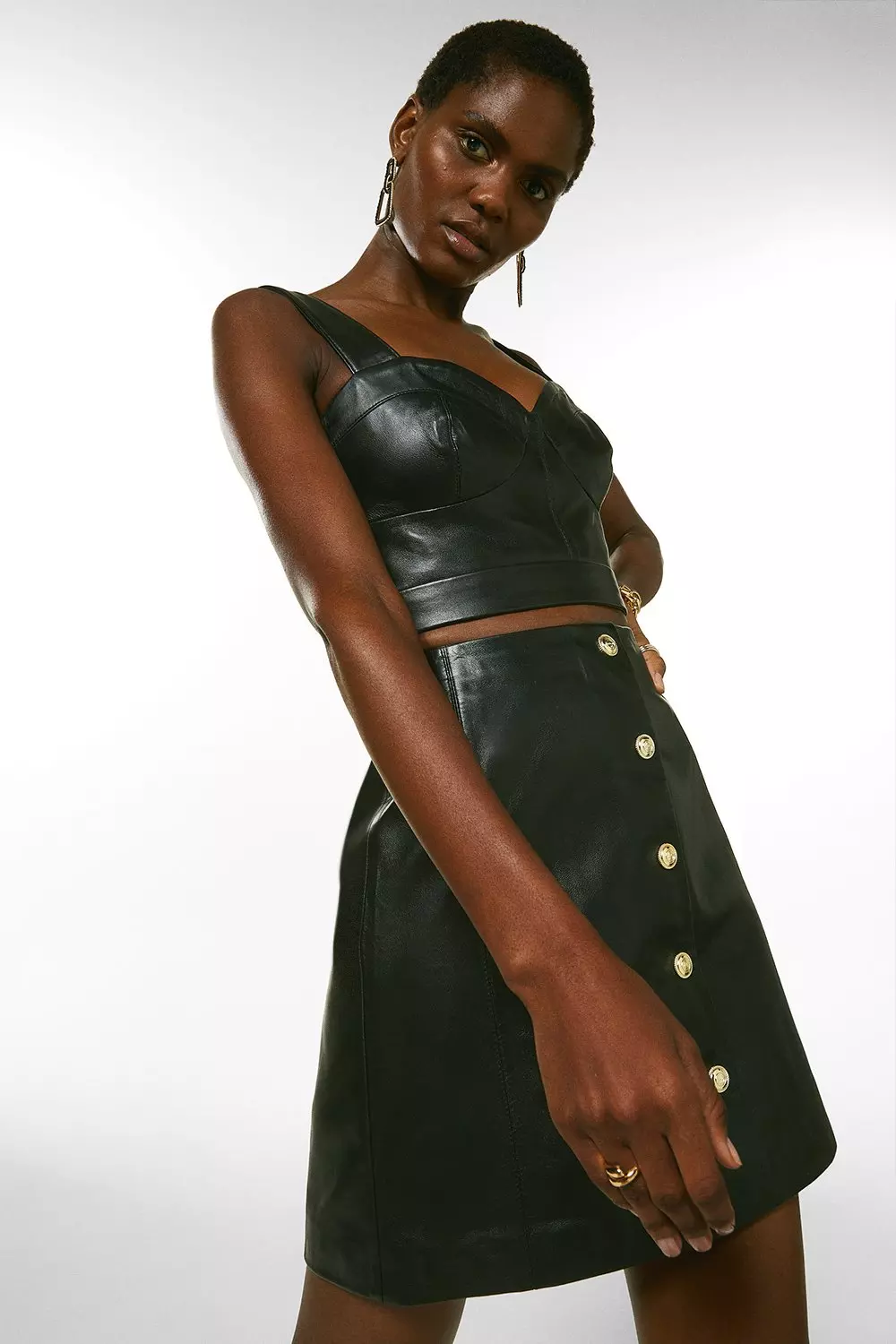 Black leather mini skirt xl best sale