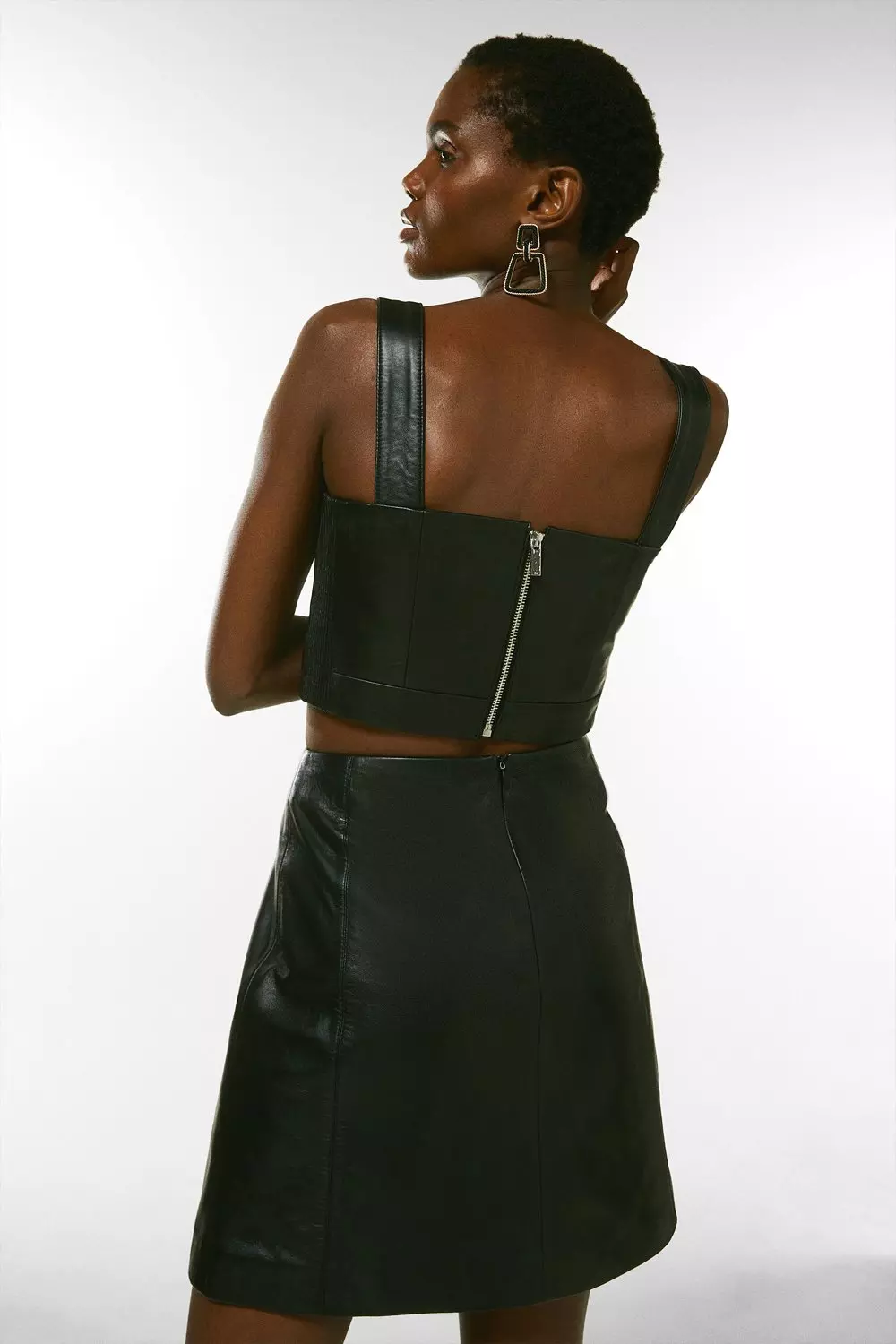Black leather bralette clearance
